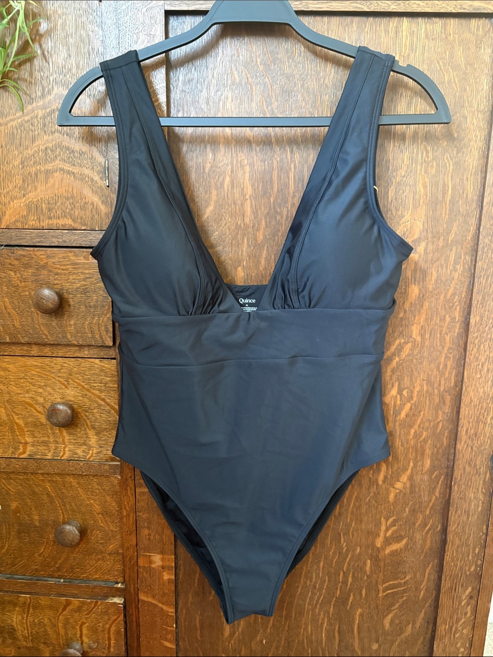 Quince Kids Black Deep-V One-Piece Swimsuit
